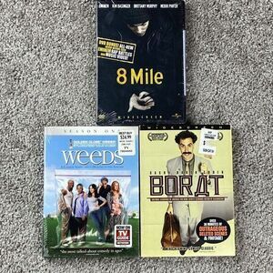 DVD Lot 3 Pack Eminem - 8 Mile‎ | Borat | Weeds Season One Sealed*